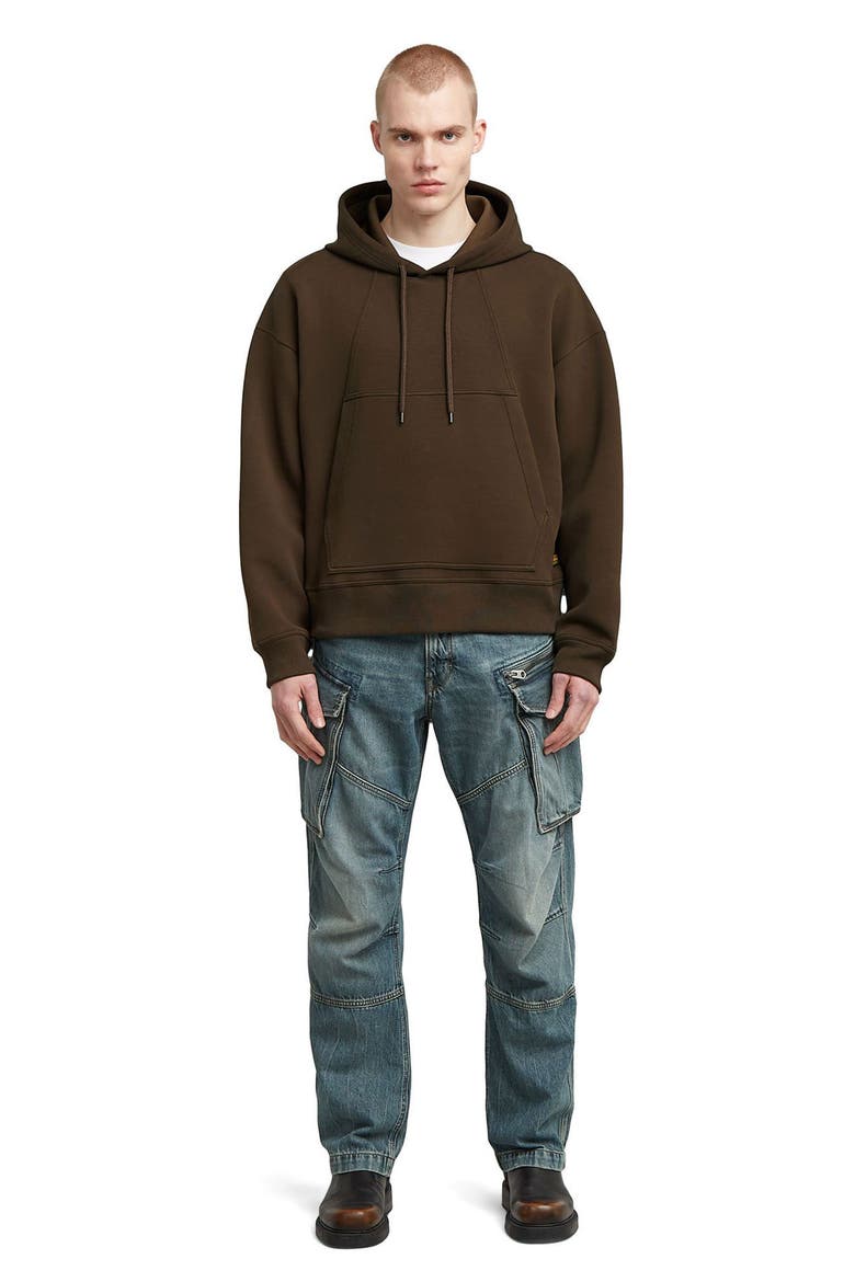 Loose Fit Scuba Knit Hoodie, Alternate, color, DEEP BROWN
