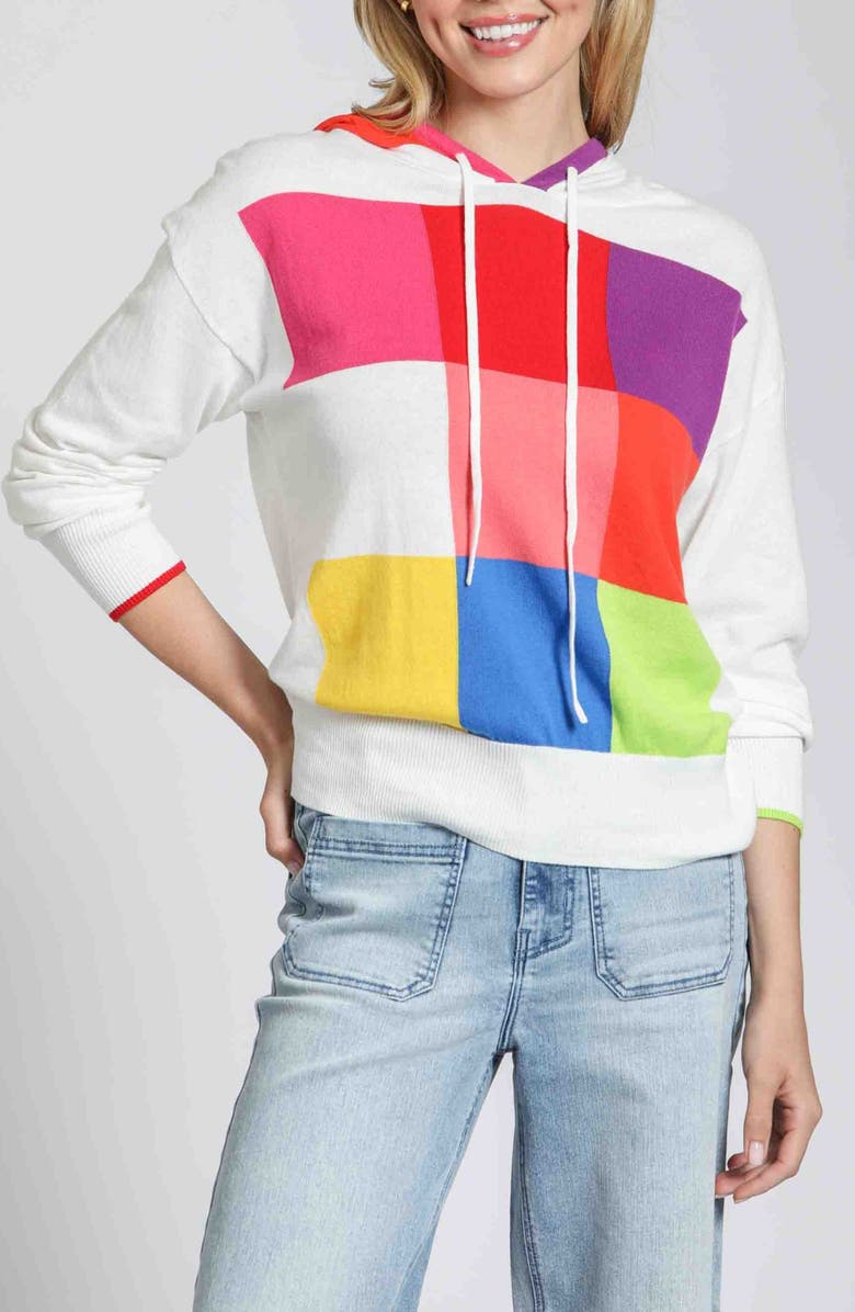 APNY Colorblock Hoodie, Main, color, White Multi
