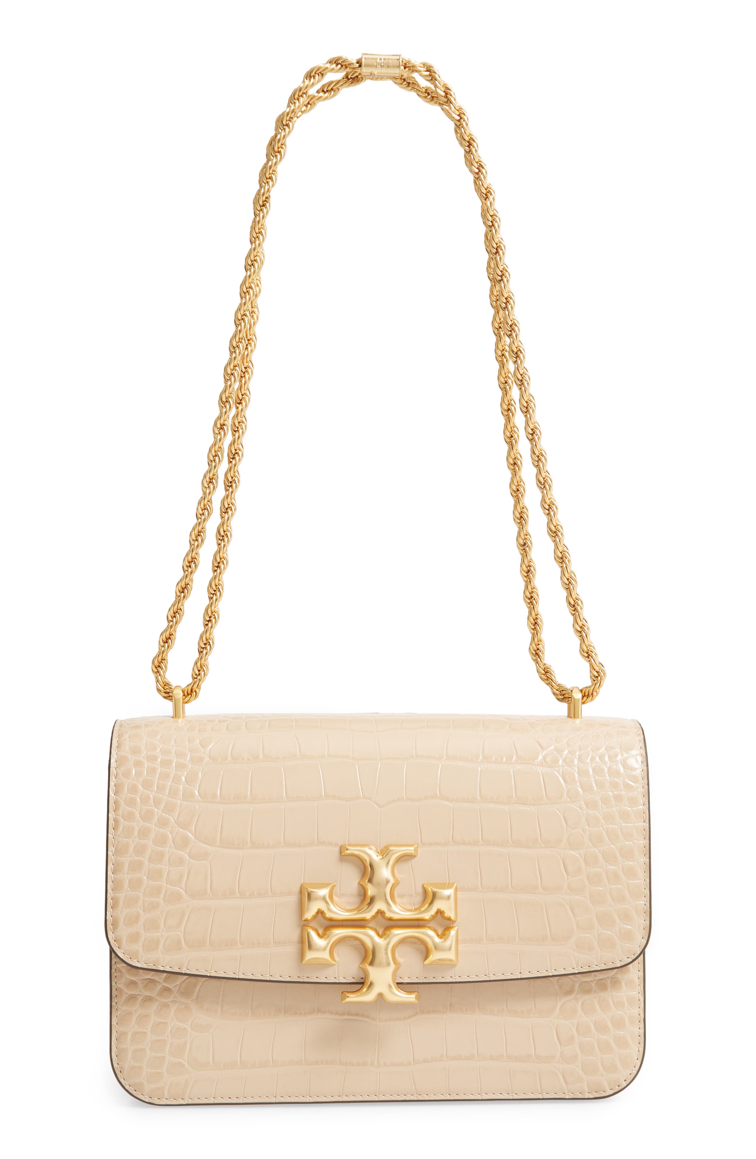 Tory Burch Eleanor Croc Embossed Leather Convertible Shoulder Bag, Main, color, 