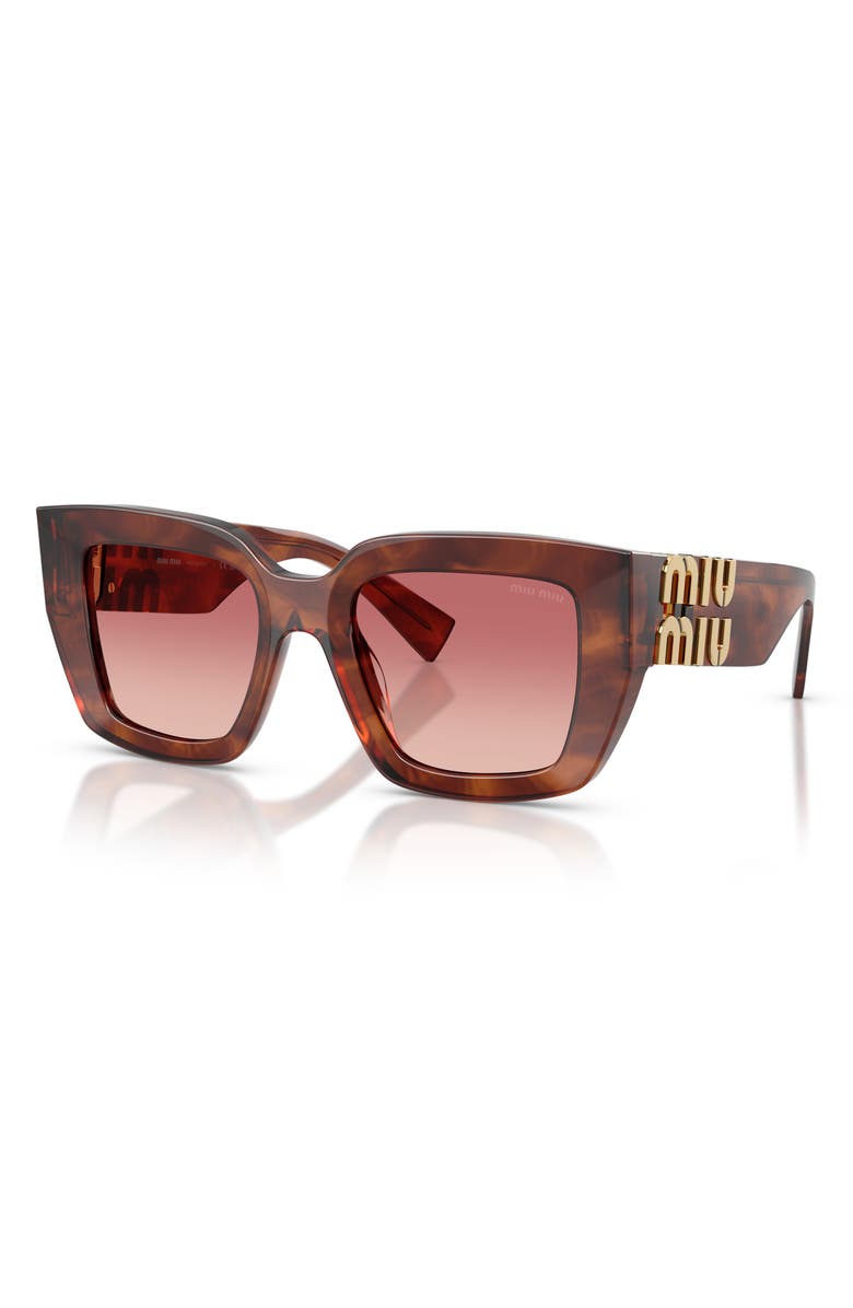 Miu Miu 51mm Gradient Square Sunglasses, Alternate, color, Striped Tobacco / Pink / Red
