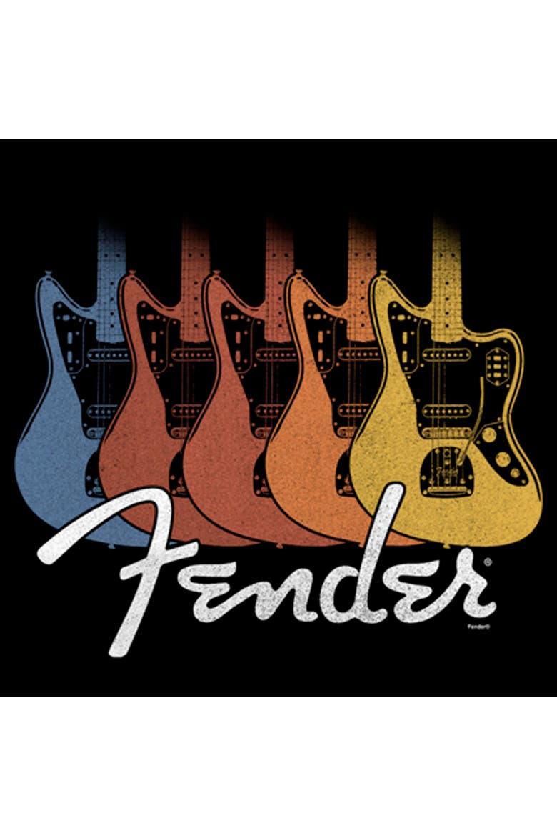 Men's Fender Guitar Retro Rainbow Graphic T-Shirt, Alternate, color, Black