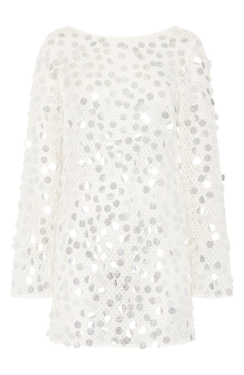 Milly Paillette Long Sleeve Sheer Open Stitch Cover-Up Dress, Alternate, color, 