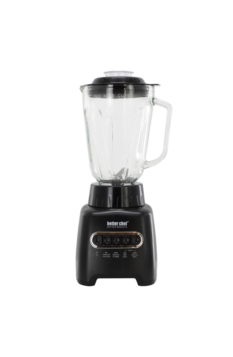 Better Chef 6 Cup 500-Watt Glass Jar 12 Preset Function Blender in Black, Main, color, Black