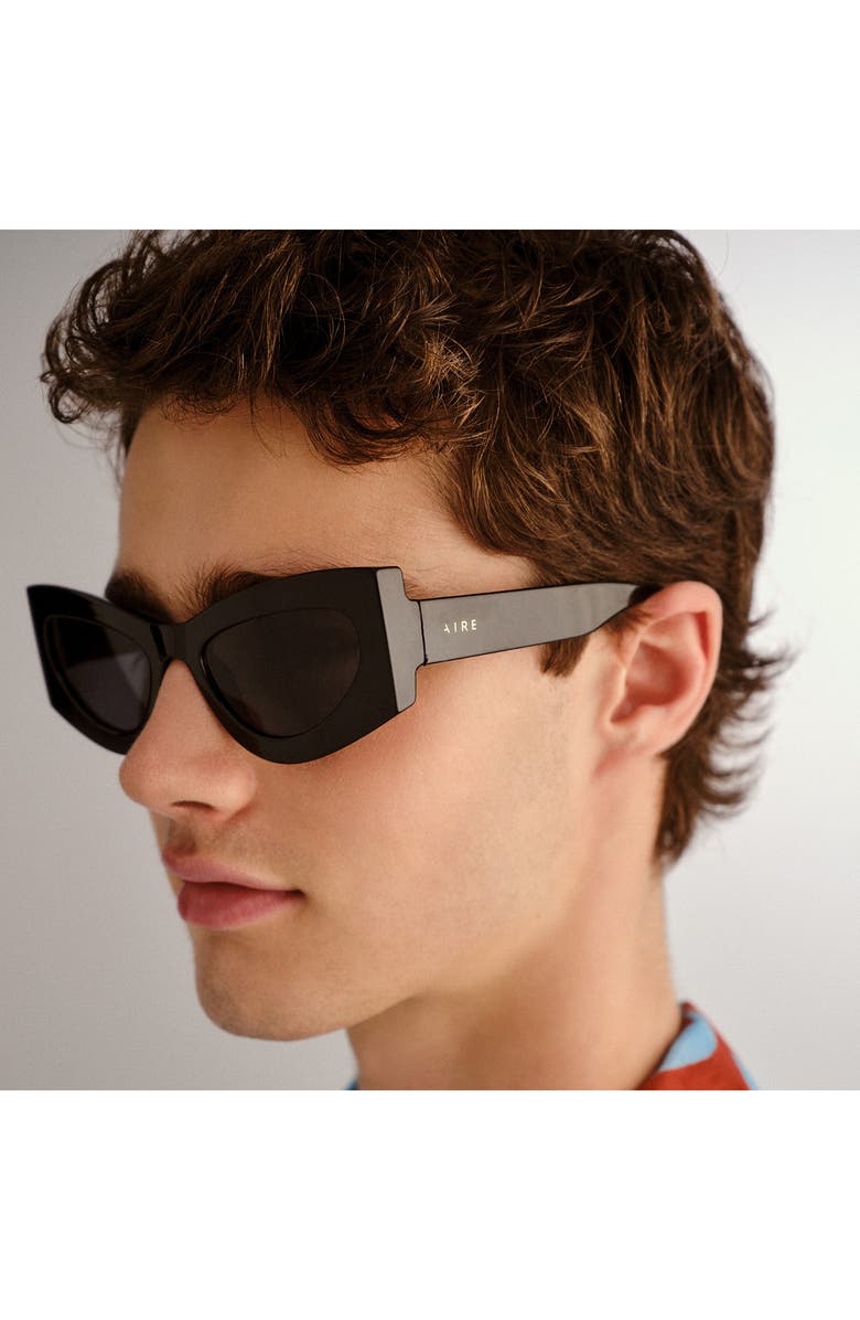 AIRE Electra 49mm Small Cat Eye Sunglasses, Alternate, color, Black/Smoke Mono