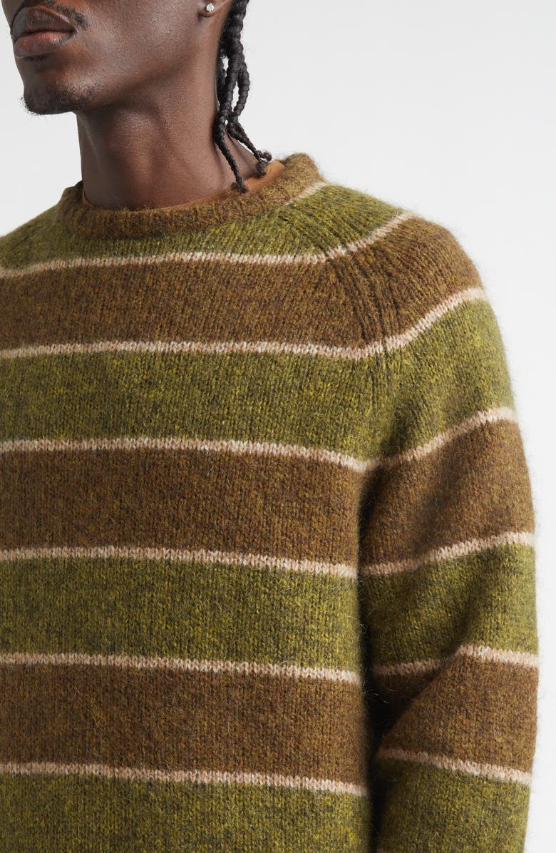 STOCKHOLM SURFBOARD CLUB Stripe Ragaln Sleeve Mohair & Wool Blend Sweater, Alternate, color, Green Stripe