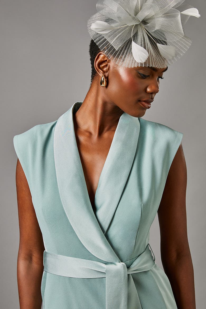 Tux Satin Midi Dress, Alternate, color, Sage