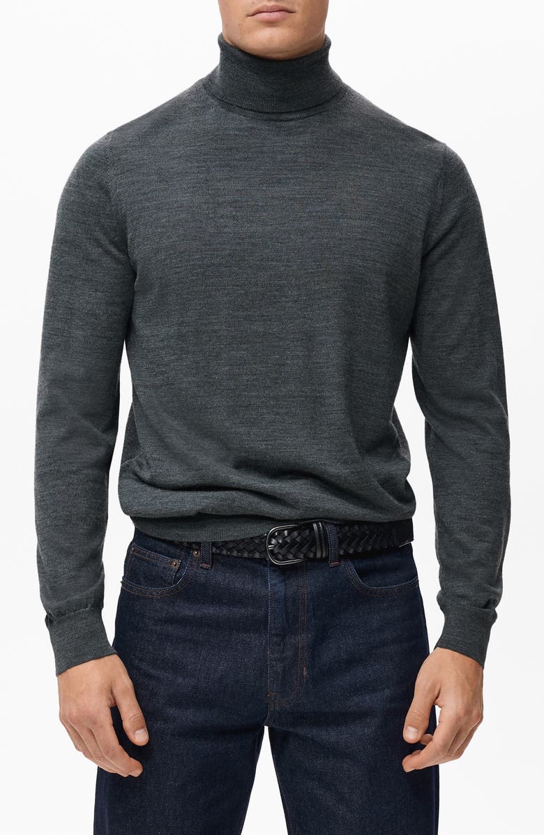 MANGO Turtleneck Wool Sweater, Main, color, Medium Heather Grey