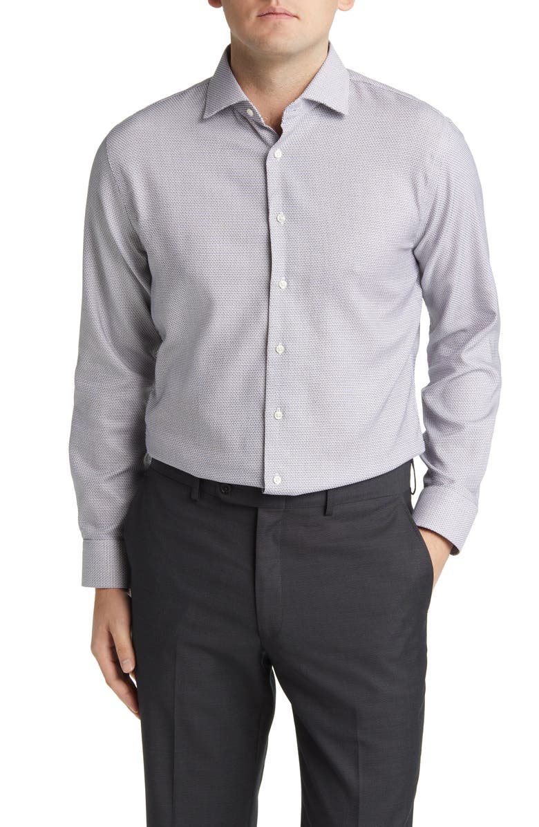 Nordstrom Trim Fit Non-Iron Jacquard Dress Shirt, Main, color, 