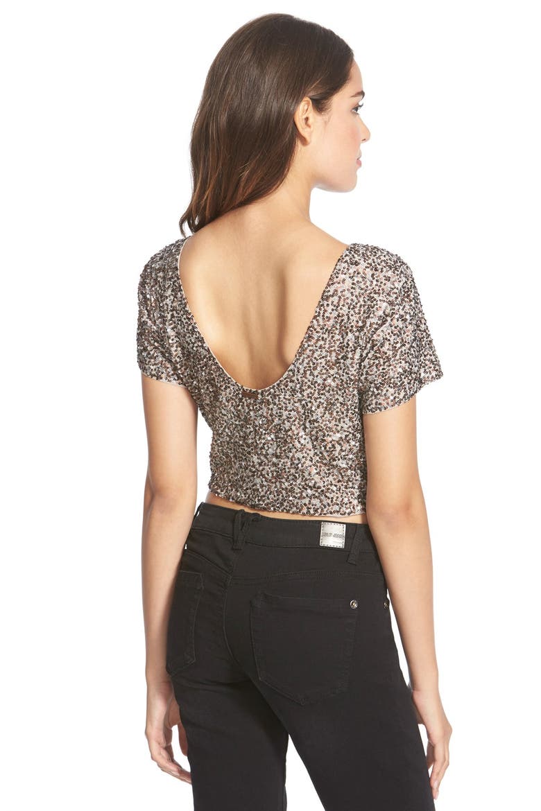 'Showin' Off' Sequin Crop Top, Alternate, color, ROSE GOLD MULTI