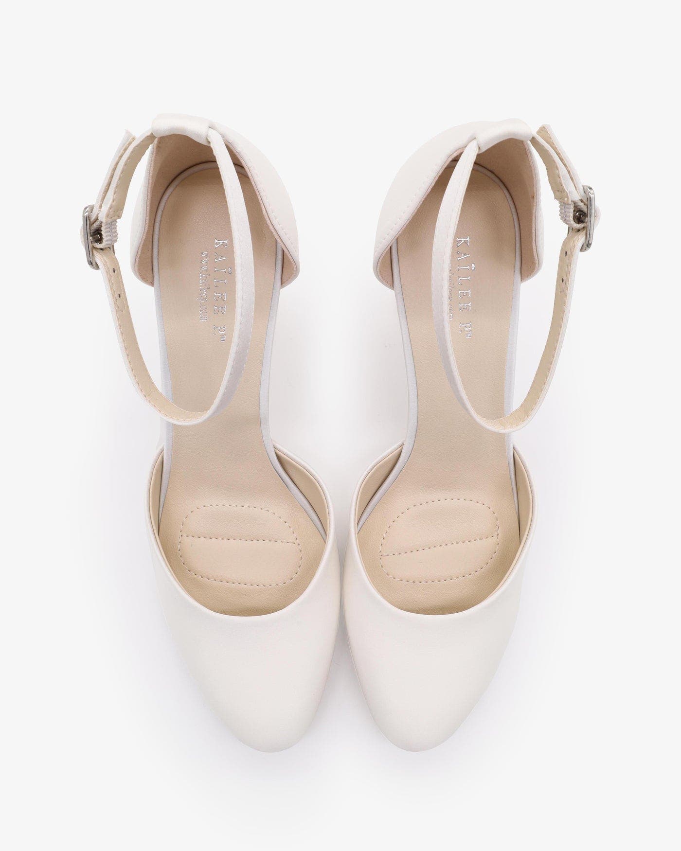 Kailee P Sarah Satin Wedding Block Heel with Ankle Strap, Alternate, color, White