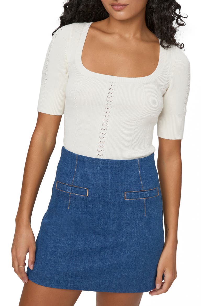 Kiley Pointelle Top, Main, color, IVORY
