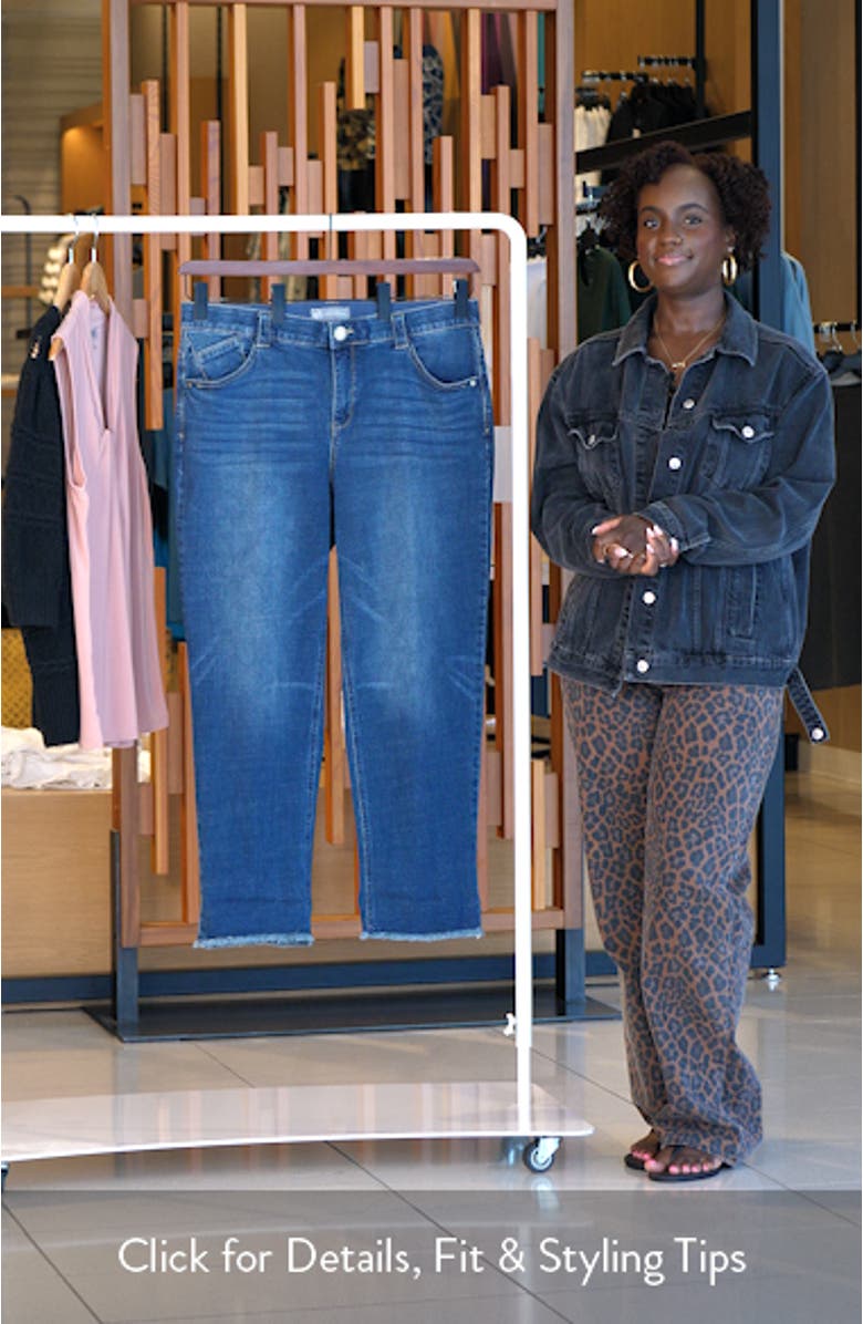 High Waist Frayed Cuff Hem Straight Leg Jeans, sales video thumbnail