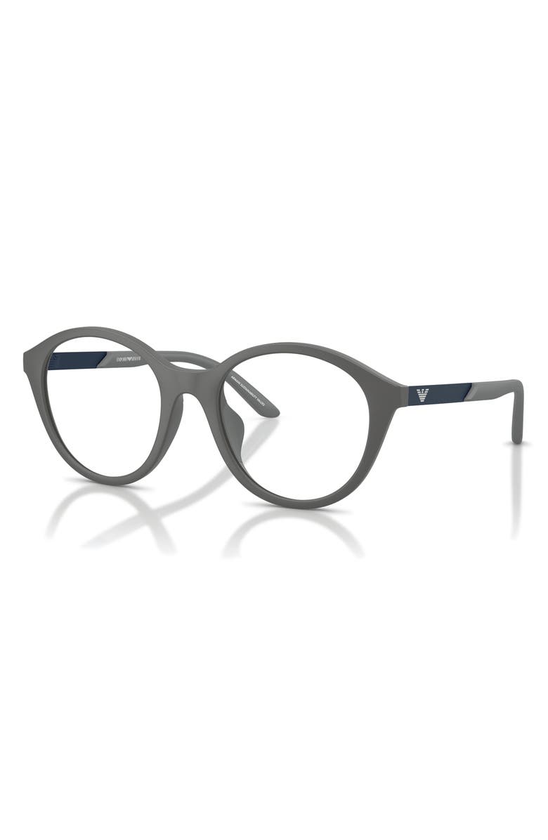 Emporio Armani Kids' 48mm Round Optical Glasses, Alternate, color, Matte Grey / Clear