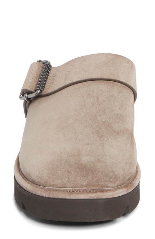 Brunello Cucinelli Monili Trim Genuine Shearling Lined Clog In Brown