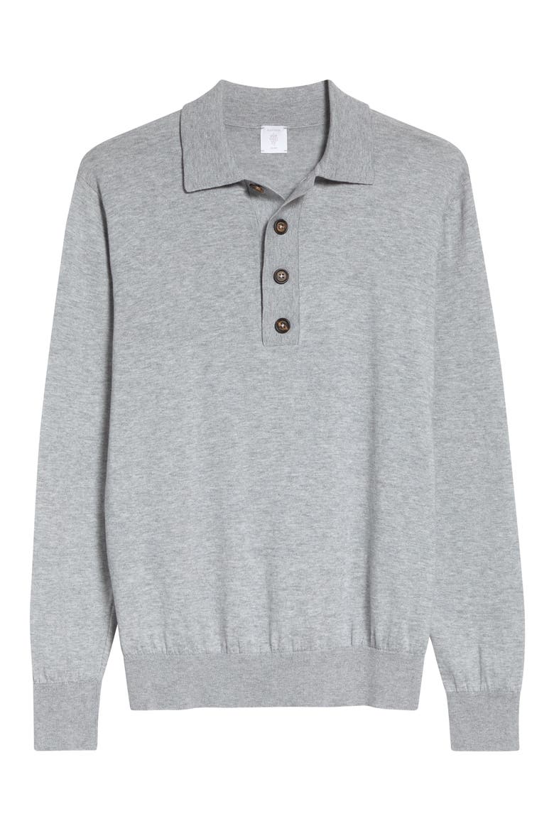 Cotton & Cashmere Long Sleeve Polo, Alternate, color, 13N LIGHT GRAY