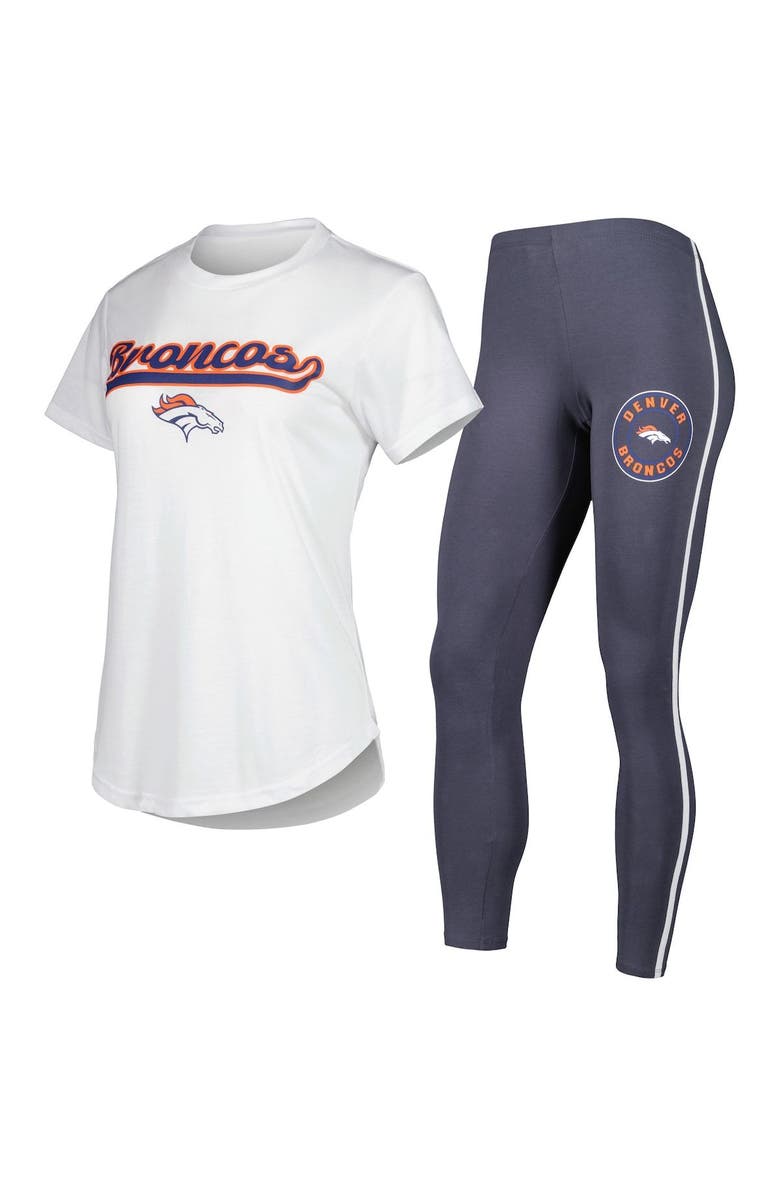 CONCEPTS SPORT Women's Concepts Sport White/Charcoal Denver Broncos Sonata T-Shirt & Leggings Sleep Set, Main, color, White