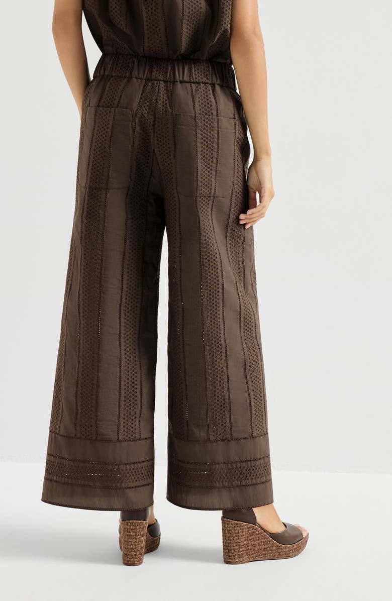 Brunello Cucinelli Broderie anglaise track trousers, Alternate, color, Chocolate