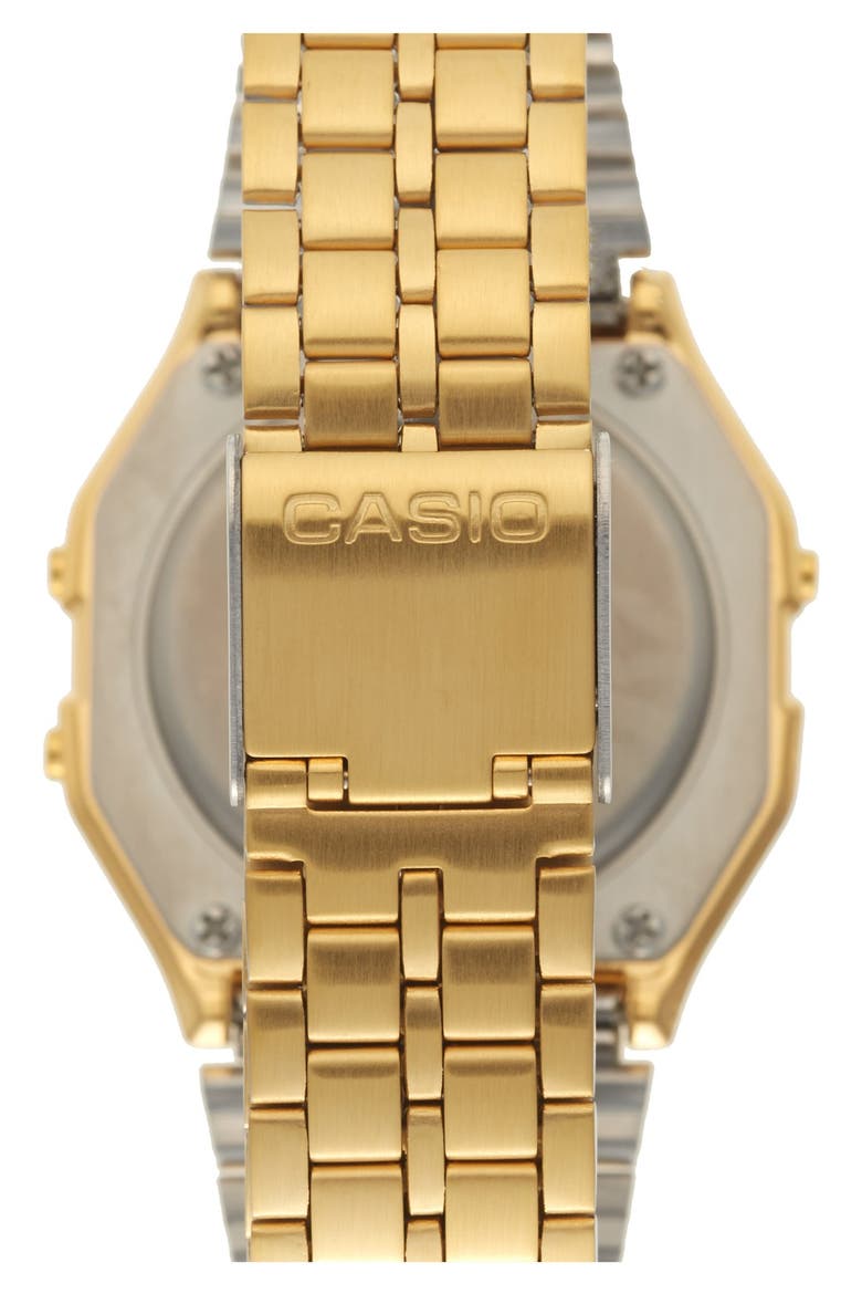 'Vintage' Digital Chronograph Bracelet Watch, 33mm x 37mm, Alternate, color, GOLD/ BLACK