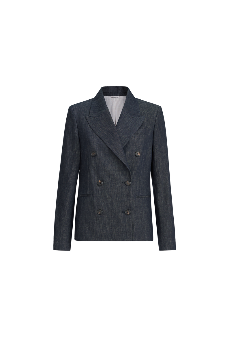 Denim-effect twill blazer, Alternate, color, Dark Denim