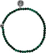 John Varvatos Skull Malachite Beaded Stretch Bracelet