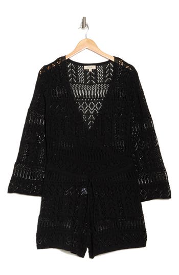 Elan Pointelle Knit Cover-up Romper