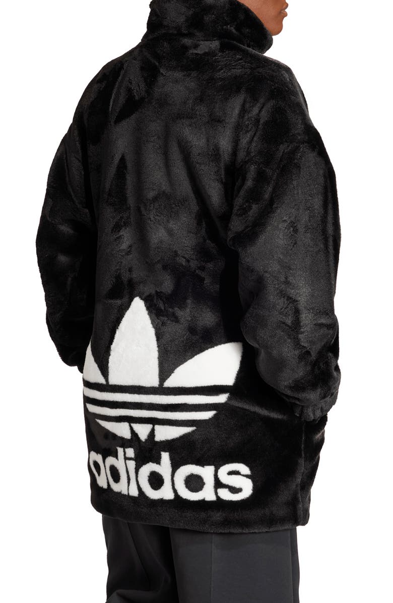 adidas Originals Originals Trefoil Faux Fur Jacket, Alternate, color, 