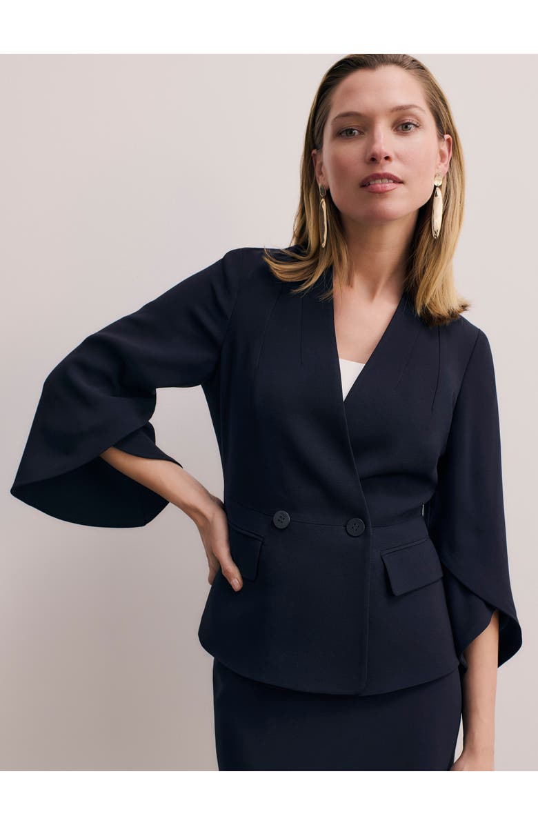 The Fold Ansdell Clever Crepe Blazer, Main, color, Navy