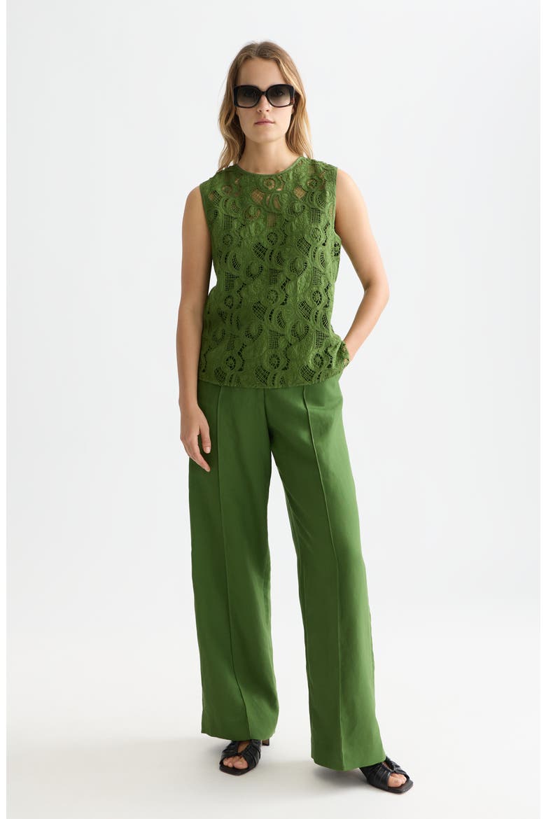 Flame Embroidered Sleeveless Top, Alternate, color, GARDEN GREEN