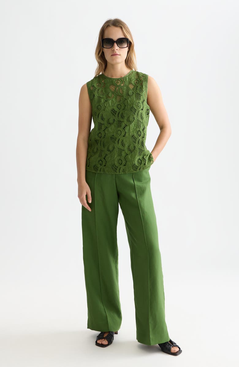 Scotch & Soda Flame Embroidered Sleeveless Top, Alternate, color, Garden Green