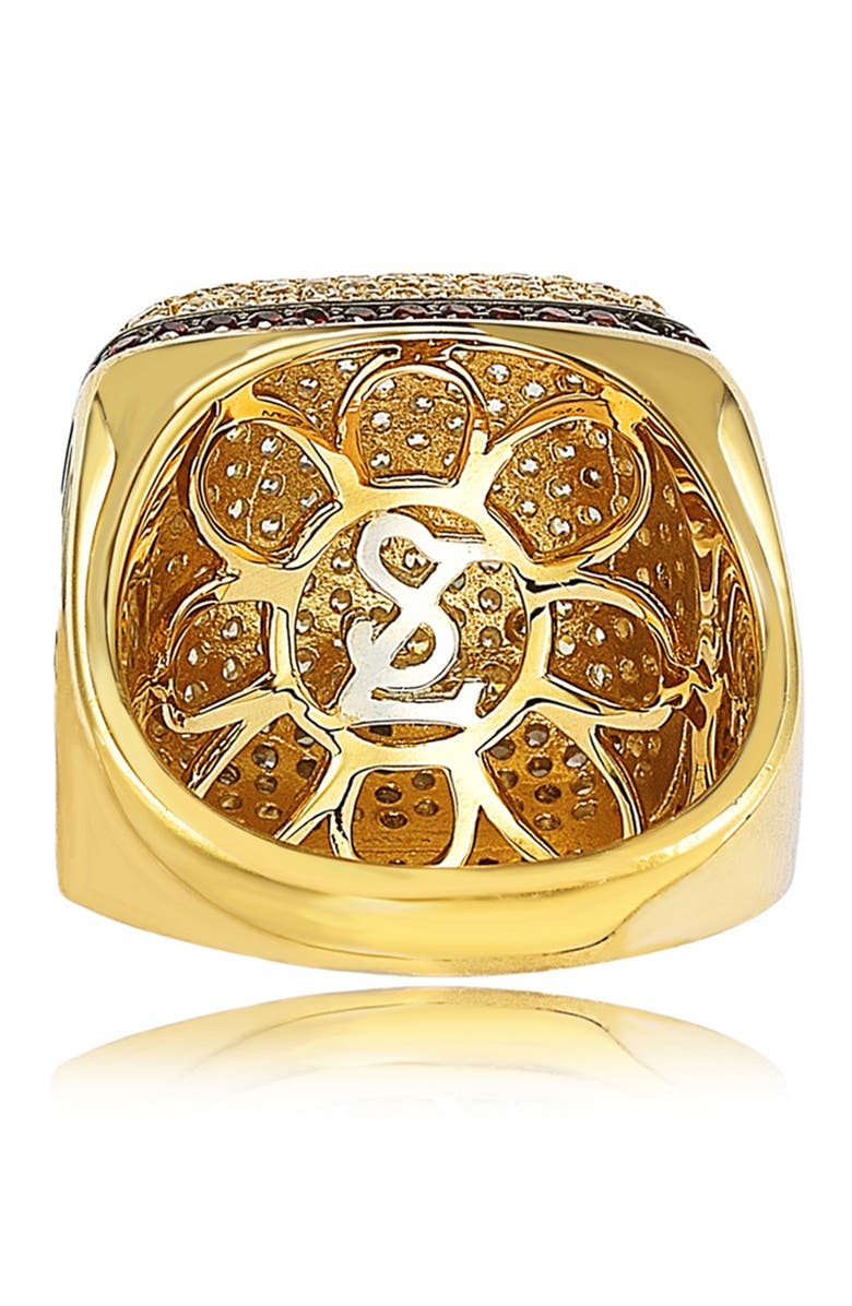 SUZY LEVIAN 14K Yellow Gold Plated Sterling Silver Pavé CZ Square Ring, Alternate, color, Yellow