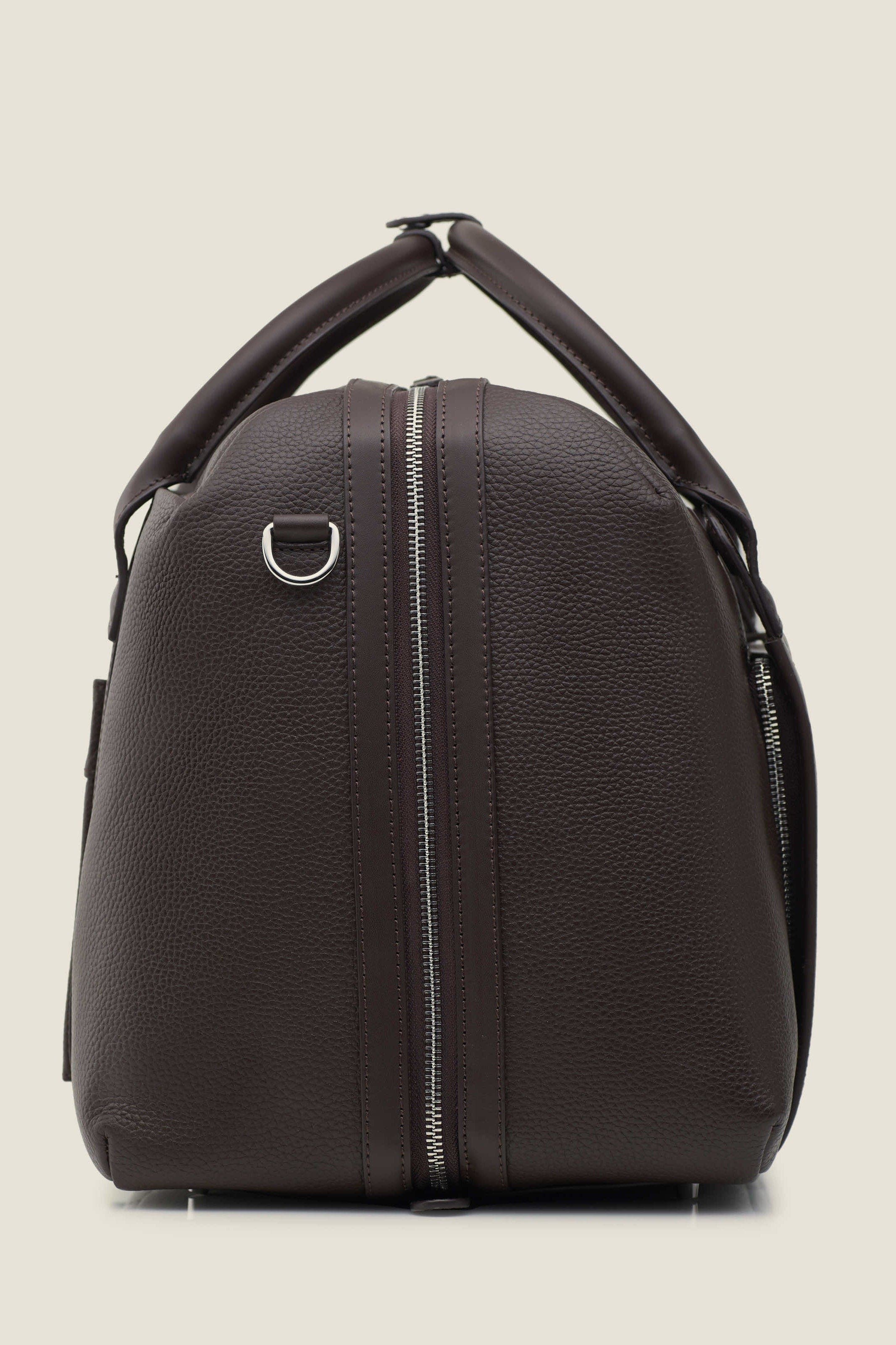 Duffle Suitcase Convertible Underseat Leather Weekender, Alternate, color, Chocolate