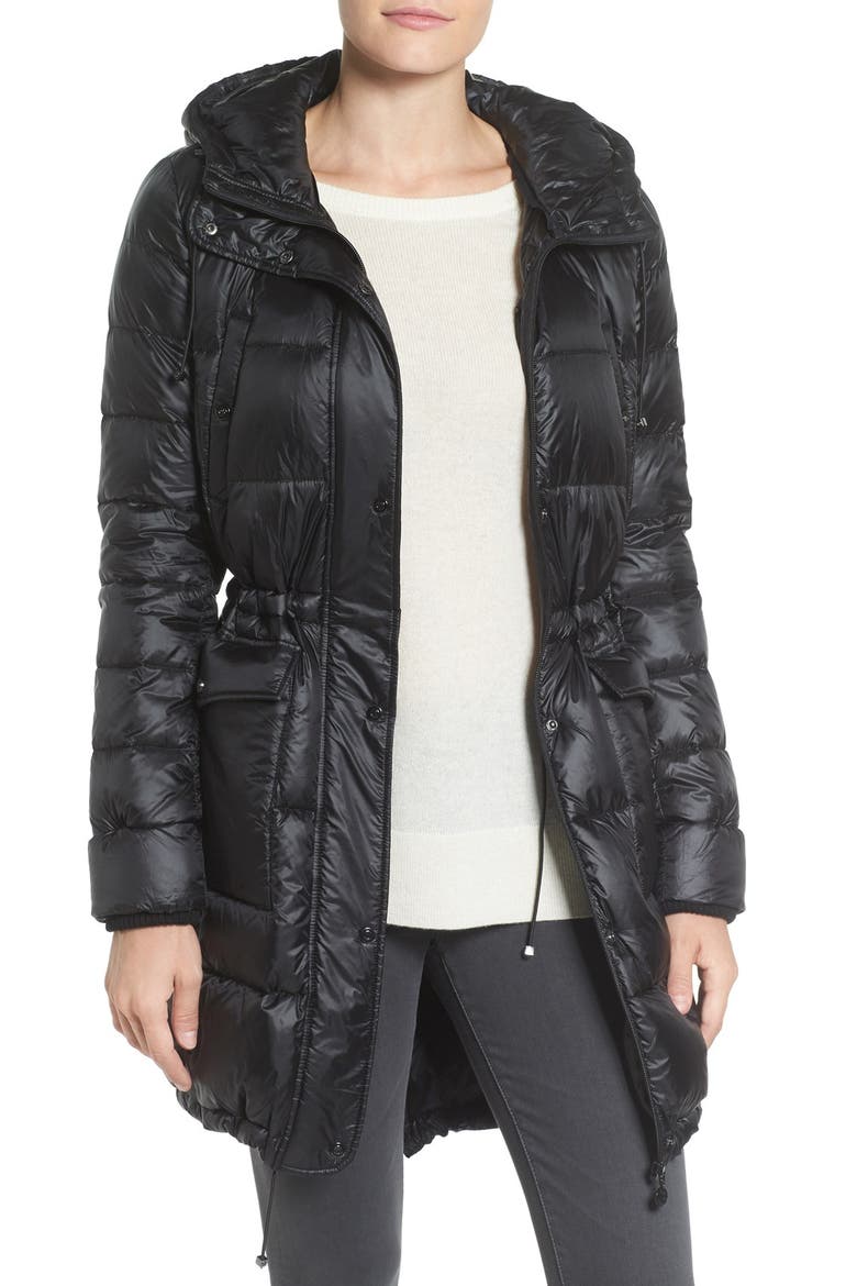 Packable Down & PrimaLoft® Fill Hooded Coat, Main, color, BLACK