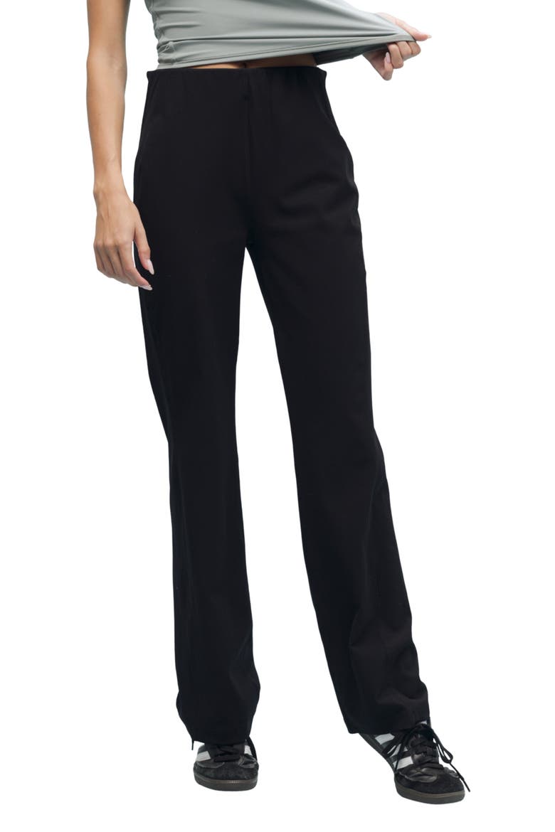 Rib Knit Pants, Main, color, BLACK