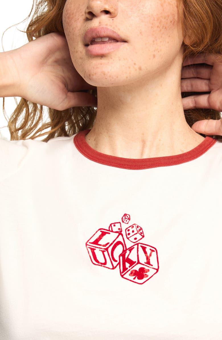 Lucky Brand Dice Graphic Ringer T-Shirt, Alternate, color, Bright White