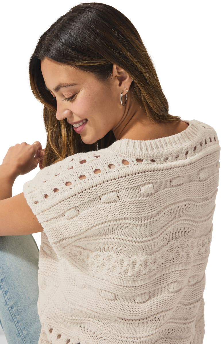 Splendid Brynna Open Stitch V-Neck Sweater, Alternate, color, Moonstone