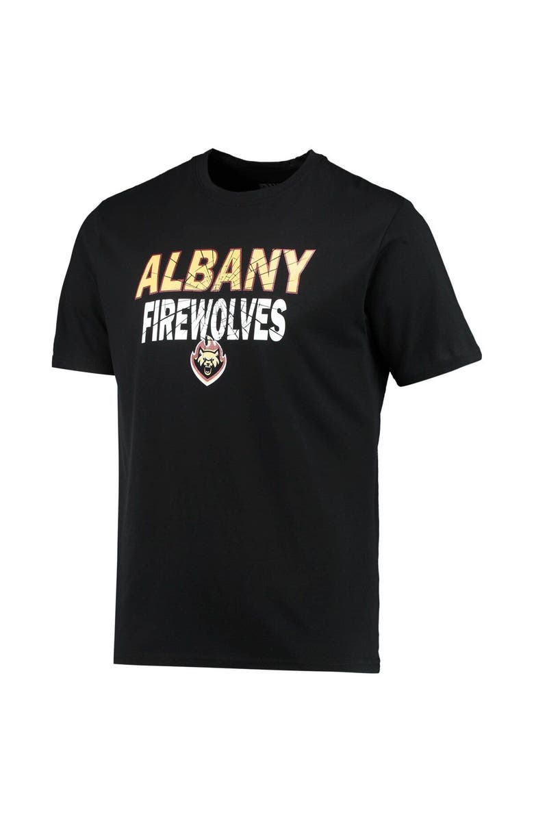 LEVELWEAR Men's Levelwear Black Albany FireWolves Team Logo Thrive T-Shirt, Alternate, color,