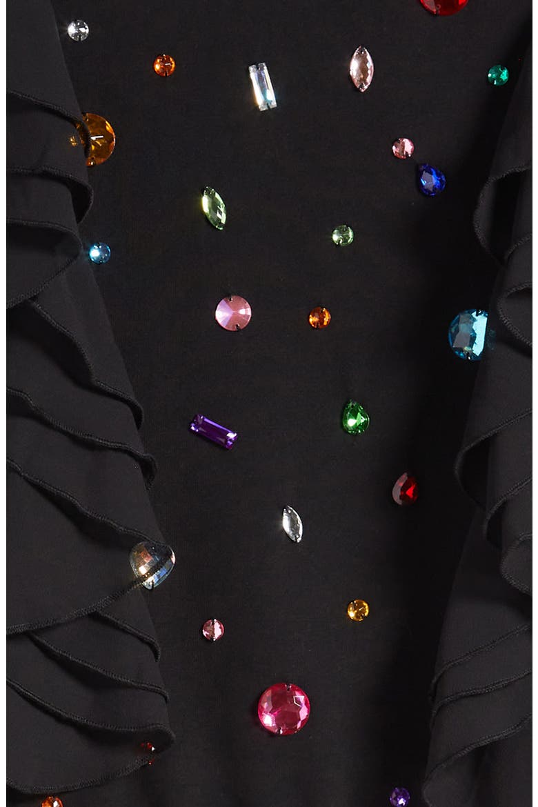 Ruffle Rainbow Gem Shirt, Alternate, color, BLACK