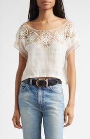Nili Lotan Caila Crochet Crop Top