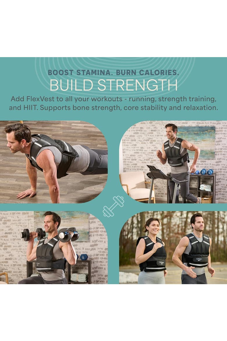 Flexvest Adjustable Weighted Vest for Women & Men 15 or 20 lb Workout Vest for Running, Cardio, Strength Training, Alternate, color, Black for Men