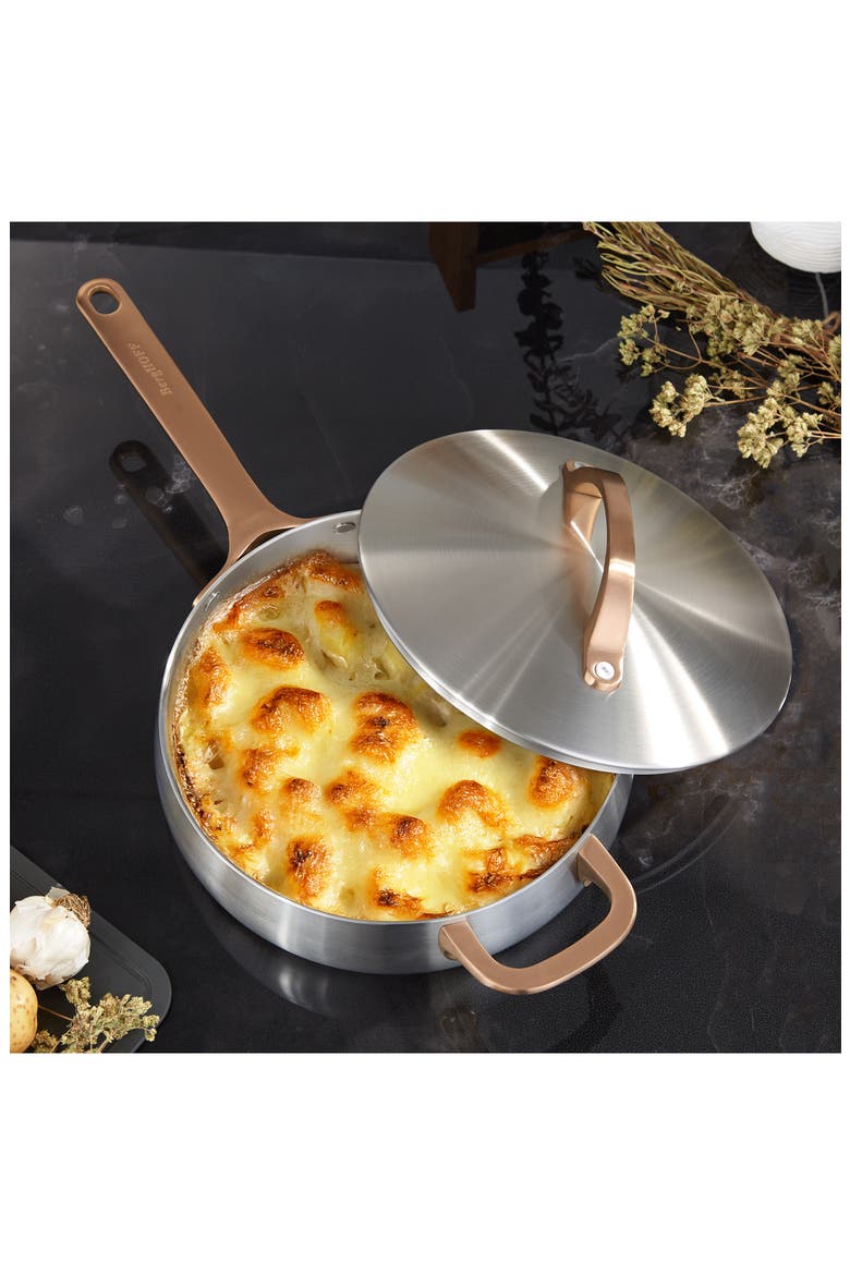 Belly Tri-Ply Stainless Steel 3-Quart Sauté Pan with Lid, Alternate, color, WARM BLUSH