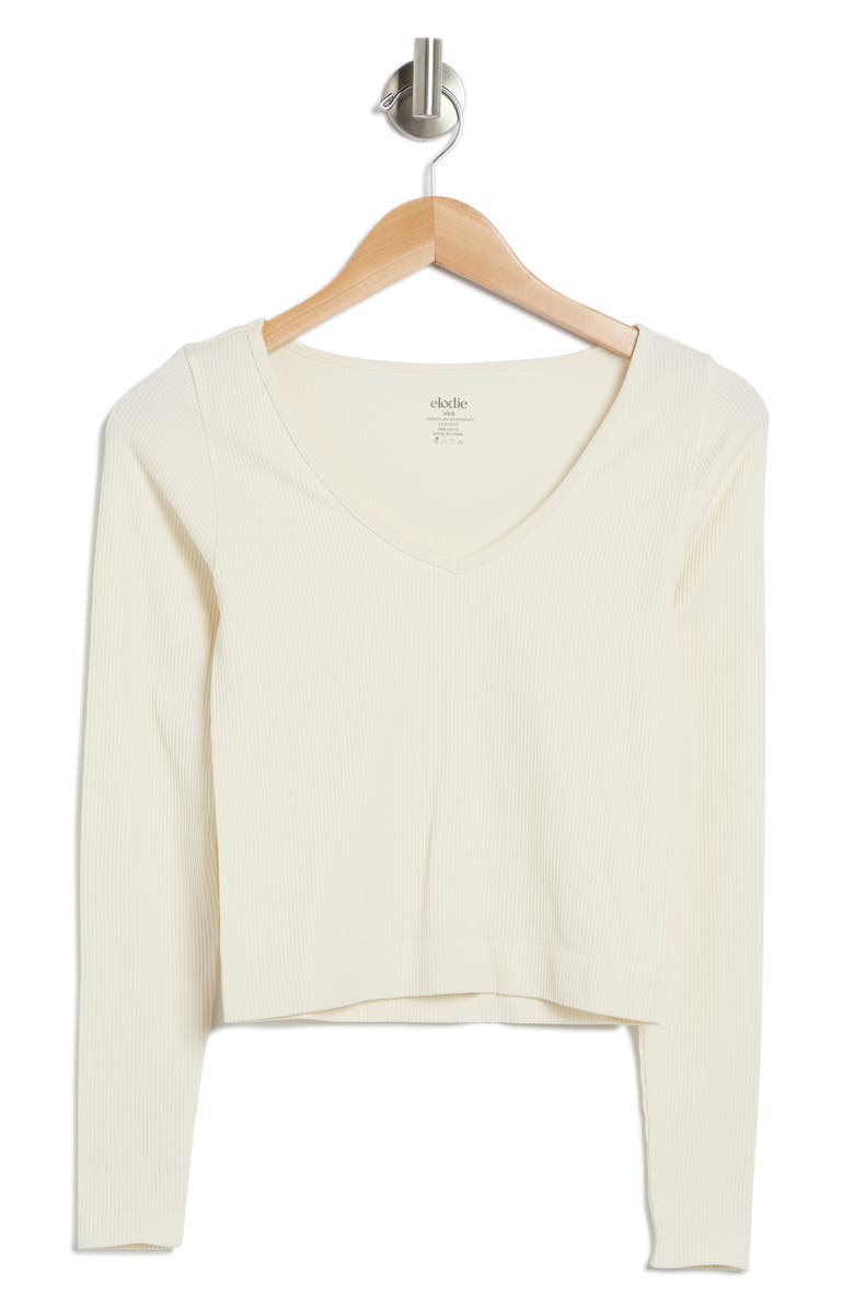 Elodie Seamless Long Sleeve Rib Top, Alternate, color, Bone