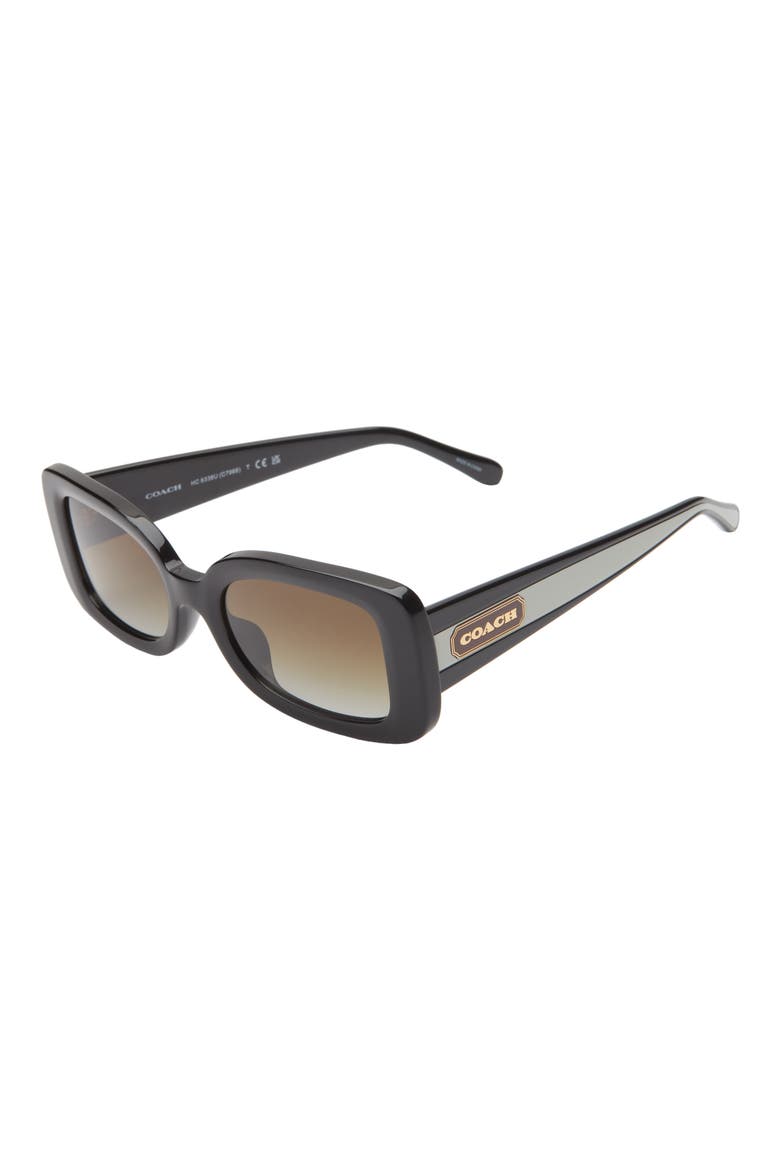 51mm Rectangle Sunglasses, Alternate, color, BLACK