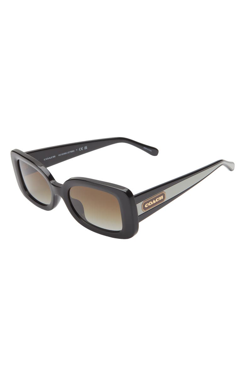 COACH 51mm Rectangle Sunglasses, Alternate, color, Black