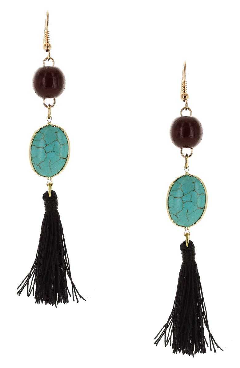 OLIVIA WELLES Lydia Tassel Drop Earrings, Main, color, Antique Gold / Black