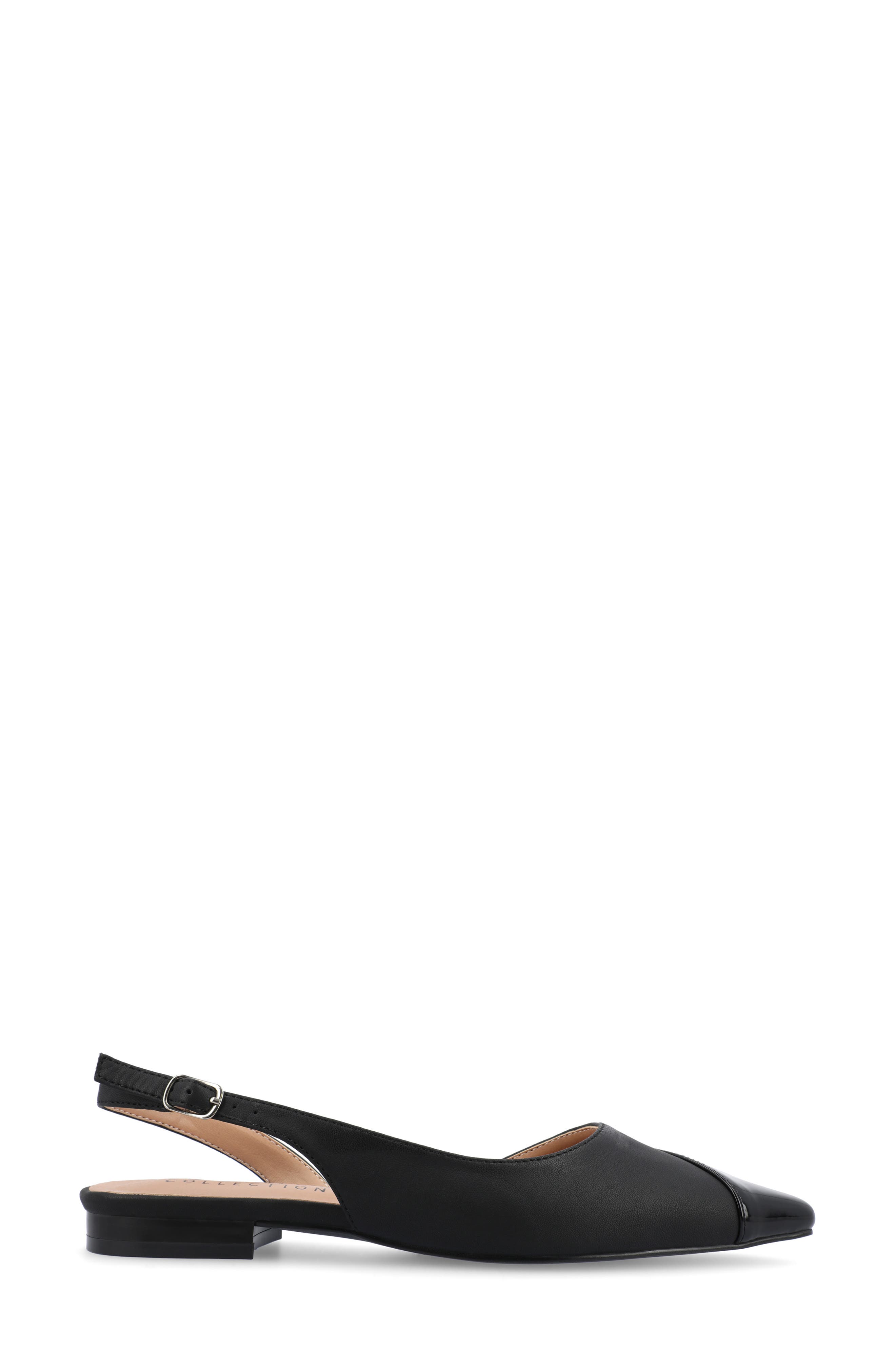 Journee Collection Daphnne Cap Toe Slingback Flat, Alternate, color, Black