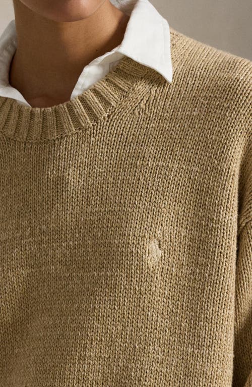 Polo Ralph Lauren Intarsia Knit Logo Sweater In Brown