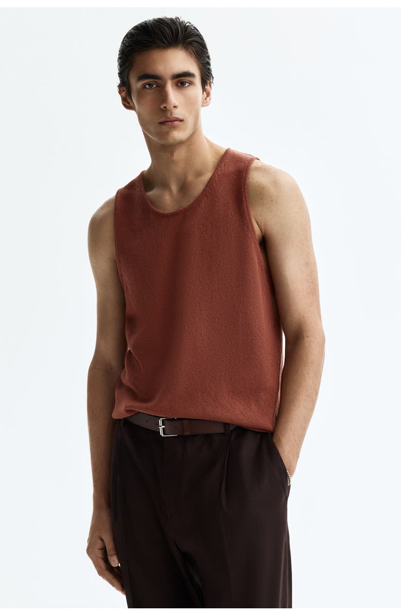 H&M Regular-fit knit tank top, Main, color, Dusty Red