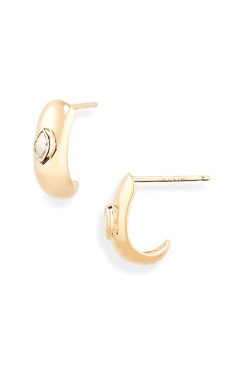 Alexa Jordyn Marquise Diamond Hoop Earrings, Main, color, YELLOW GOLD/ DIAMOND