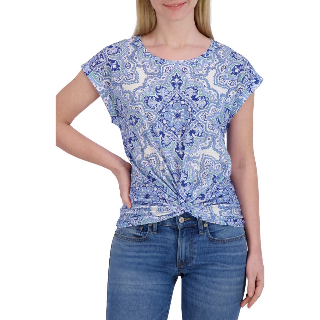 LUCKY BRAND LUCKY BRAND MEDALLION PRINT COTTON & MODAL CREWNECK T-SHIRT