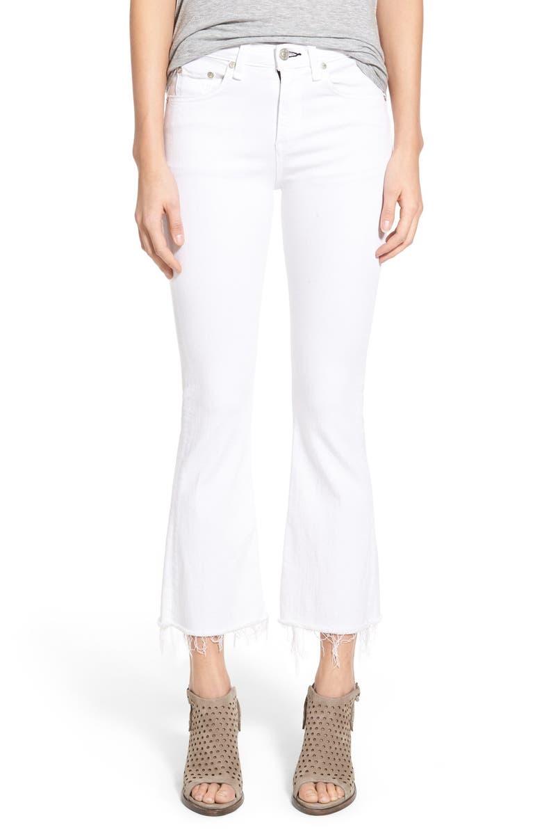 rag & bone High Rise Raw Hem Crop Flare Jeans, Main, color, 